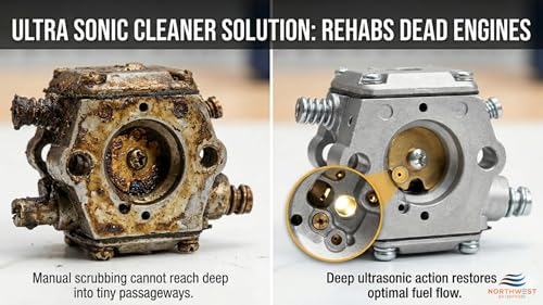 Image of NORTHWEST ENTERPRISES Ultrasonic Cleaner Solution for Carburetors and Engine Parts. Industrial Strength Concentrated Washing Compound for Ultrasonic Machines & Immersion Washers - Makes 11 Gallons!