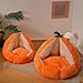 Baoblaze Pumpkin Shaped Cat House Supplies Removable Cushion Orange Versatile Comfort for Winter Pet Bed Shelter PP Cottons, L