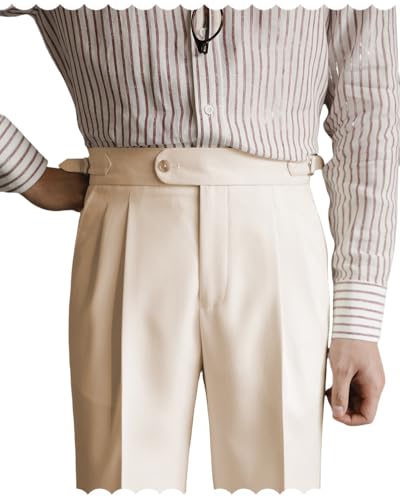 Men’s Naples Pants Slim Fit Flat Front Casual Business Trousers Classic Gurkha Dress Pants