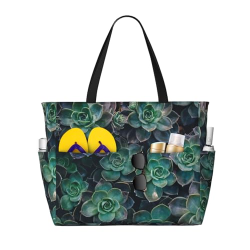 Sac à main décontracté de grande capacité imprimé succulentes pour femme