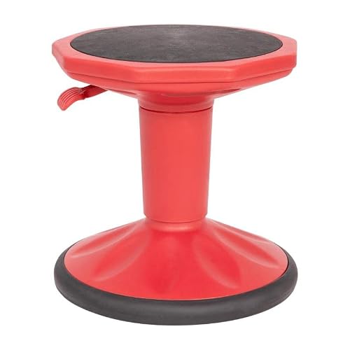 Flash Furniture Carter Adjustable Height Active Learning Stool for Classrooms, Backless Wobble Stool with 360-Degree Swivel, 14" - 18" H, Red