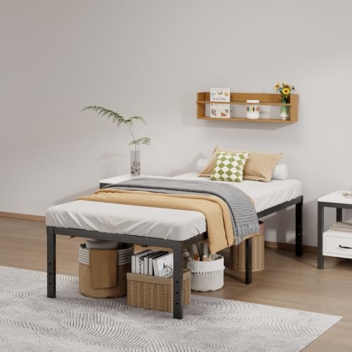 Image of LUMUNANCE Metal Bed Frame Twin Size - 18 Inch Heavy-Duty Twin Platform Bed Frame No Box Spring Needed, Easy Assembly, Noise-Free, Sturdy Mattress Foundation, Underbed Storage Space