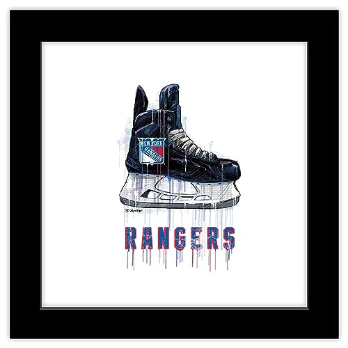 Gallery Pops NHL New York Rangers - Drip Skate Wall Art, Black Framed Version, 12" x 12"