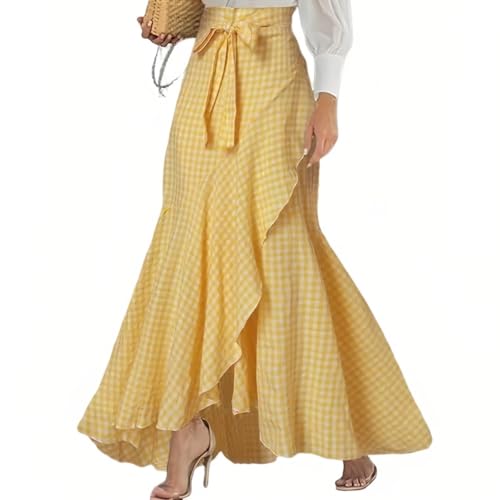 Women's Elegant Ruffles Long Skirt Knee Length Summer Mermaid Bodycon Dress for Wedding Party Cocktail