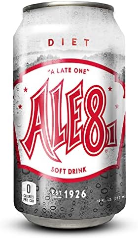 Ale 8 One Ginger Ale Soda with a Caffeine Kick & Hint of Citrus - Original Flavor - Zero Sugar - 12 Pack, Case of 12 Oz Cans - Sugar Free Ginger Soft Drink, Pack of 12