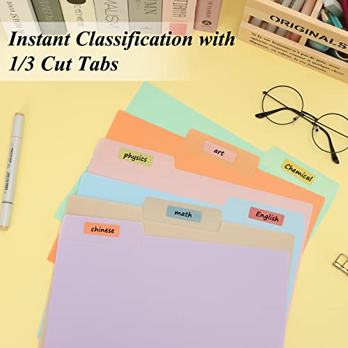 Eoout Poly File Folders12 Pack 6 Pastel Color, 1/3 Cut Tab Letter Size, 8.6 X 11.6 Inches Colored File Folders Classic Manila Folders Plastic Folders, Office Supplies File Folders #TOP5