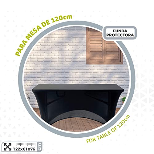 Bâche de protection de table extérieure noire avec élastique et support de renfort - 4