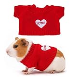 Guinea Pig Clothes Hamster Sweater Ferret Knitted Clothes for Small Animal Outfit Winter Valentine Christmas Clothing (One Size, Red-Loves)