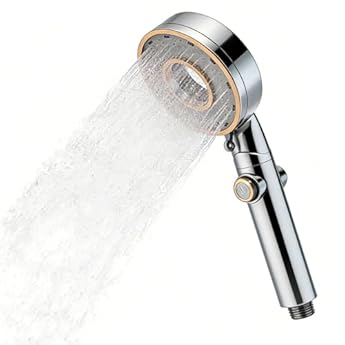 Foto di Soffione Doccia Alta Pressione Risparmio Idrico, Doccino per Doccia, Accessori Bagno, Soffione Doccia Regolabile in Tre Posizioni, Telefono Doccia Universale Facile da Installare, Argento
