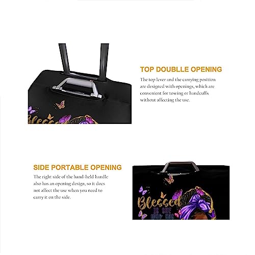 Image of Travel Suitcase Protector African American Girl Elastic Protective Washable Luggage Cover With Concealed Zipper Suitable For 18-32 Inch, Color-3-5, M (for 22--24 inch luggage)
