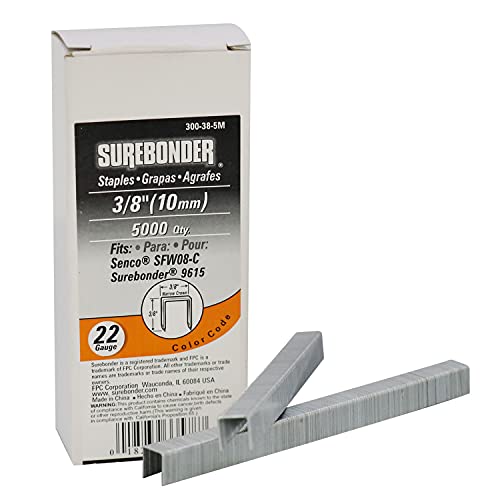 Surebonder 300-38-5M agrafes rembourrage 3/8" calibre 22, 5000 unités