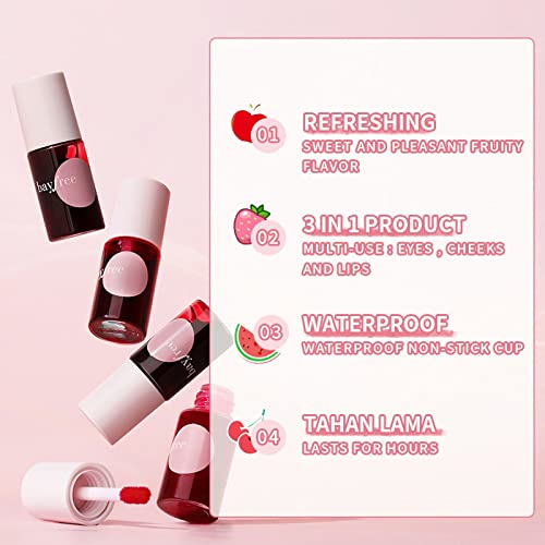 2 Pack Lip Tint Stain Set, Multi-Use Lip And Cheek Tint, Moisturizing Liquid Blush And Lip Paint, High Pigment, Vivid Color, Long-Lasting, Weightless Lipstick Lip Tint Lacquer Makeup (Apple & Watermelon) #TOP4