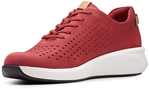 Clarks Un Rio Tie Sneaker, Red Nubuck, 7.5 W