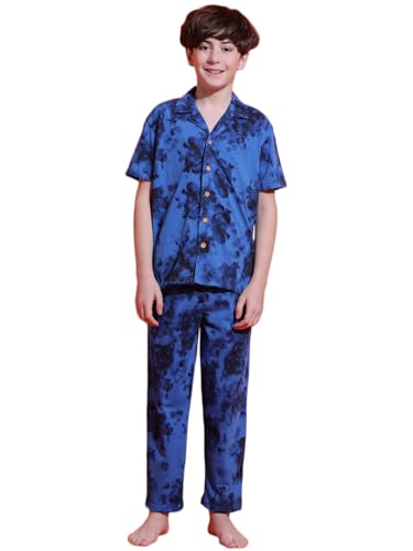 Image of Li'l Tomatoes Boys 100% Cotton Night Suit | Summer Printed Shirt & Shorts Set | Soft & Breathable Sleepwear | 9-16 Years