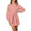 PRETTYGARDEN Women's Long Lantern Sleeve Cocktail Dress | Tie Waist Knit Mini Dress For Parties & Fall, Red Brown - View #8