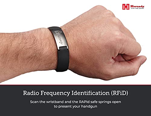 Hornady Rapid Safe Adjustable Wristband, 98166 - Provides Fast, Touch Free Entry To Rapid Safes In Emergencies - Includes Stylish Metal Bezel Logo, Silicone Band & Rfid Chip #TOP5