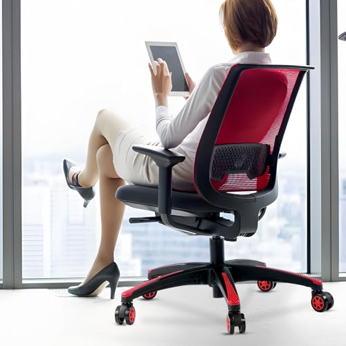 VEVOR Office Chair Base Replacement, 28", 2500 lbs Static Load, Heavy Duty Universal Computer Desk Chair Stool Base Part with 5 Casters and Reinforced Legs, Desk Chair Base Replacement, Black + Red