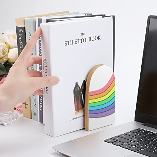 2 pezzi reggilibri,arcobaleno su tronchi di legno