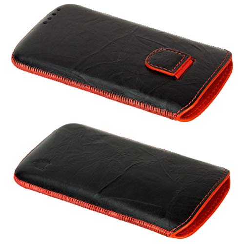 MediaDevil Apple iPhone 6/6S Funda de Cuero Auténtico (Negro con Costura Roja) - Funda Artesanal de Cuero Europeo - Artisanpouch
