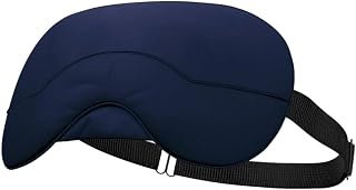 Silk Eye Mask for Sleeping, Light Blocking Sleeping Mask, Super Smooth Sleep Masks for Men & Women with Adjustable Straps, Eye Masks – Navy Blue