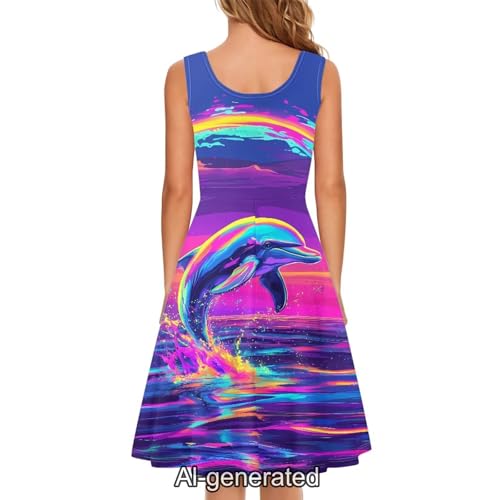 Image of Dreaweet Casual Sleeveless Dresses for Women Girls, Round Neck Tank Dresses with Pockets Summer Sundress Size XS-4XL
