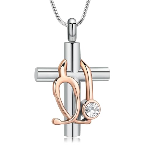 Bijou de crémation pour cendres collier croix stéthoscope infirmière et étudiante