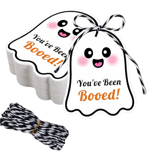 Etiquetas de regalos con texto You've Been Booed para personalizar tus sorpresas de Halloween