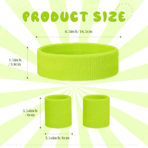 Image of Bememo 36 Pcs Neon Sweatbands Set for Kids 12 Headbands 24 Wristbands Bulk Sports Sweat Bands Athletic for Children Basketball Tennis Running Gym Student Gifts Glow Party