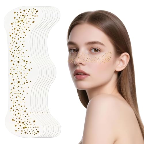 La mejor comparación de Tattoo Mujer disponible en línea. 36 8 Piezas Tatuajes Temporales de Pecas con Glitter para Cara, Parches de Maquillaje Impermeable, para Mujer en Festivales y Fiestas (oro+plata) (color dorado)
