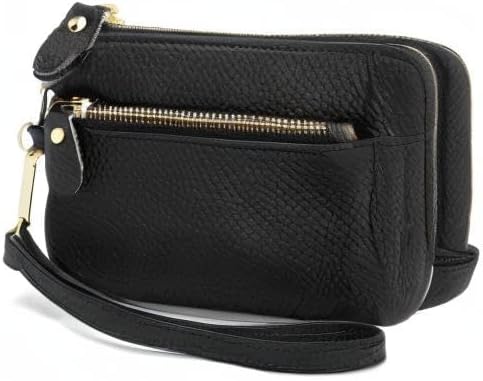 Miniatura 7 de ZOOEASS Monedero de cuero para mujer,Gran apertura para fácil acceso,Con correa de muñeca, Negro -, Monederos