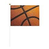Lot de 10 mini drapeaux à main orange avec lignes noires pour fête, activités d'équipe, défilés, décoration de vacances