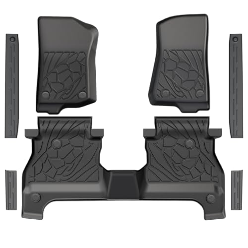 LUMWAY Floor Mats for Jeep Gladiator JT 2020-2025 2026, All Weather TPE Protection Interior Pickup Truck Floor Liners for Gladiator Front & 2nd & Door Sill Guards Black Accessories