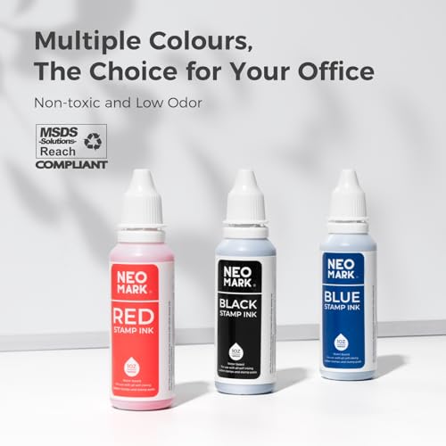 NEO MARK Premium Stamp Ink, Quick-Drying and AP-Certified Non-Toxic Refill Ink for Self-Inking Stamps, Date Stamps and Stamp Pads(Black, 1oz)