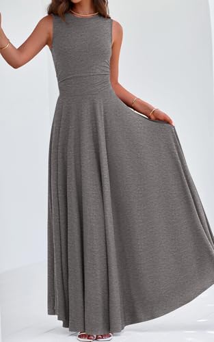 Image of PRETTYGARDEN Womens Summer Dresses 2026 Casual Sleeveless Crewneck Aline Maxi Dress Stretch Tank Flowy Long Dresses