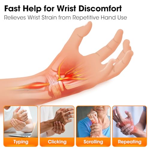 Image of Wrist Massager with Red Light for Carpal Tunnel, Cordless Heated Wrist Wrap