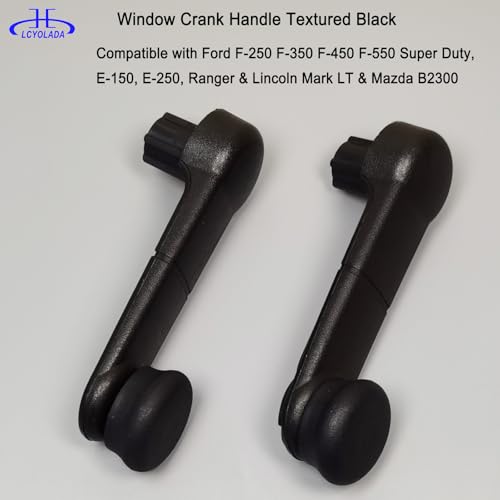 Image of Window Crank Handle for Ford F-150 F-250 F-350 F-450 F-550 Super Duty, E-150, E-250, Ranger & Lincoln Mark LT & Mazda B2300, Replaces 767MX, F37Z1023342A, Textured Black