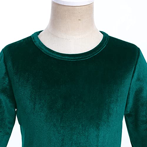 Girls Maxi Velvet Dress with Pockets Long Sleeve Casual Pageant Party Evening Gown for Christmas Wedding Holiday Winter Fall4