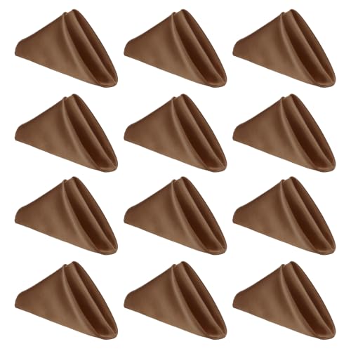 Serviettes de table de qualité restaurant marron lavables lot de 12 - 2