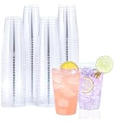 BYSNOW 100 Pack 14 oz Clear Disposable Plastic Cups, Clear Plastic Cups Tumblers Cocktail Party G...