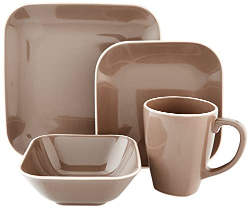 Gibson Home Dance 16 Pc Dinnerware Set Soft Square Grey Stoneware, 1, Gray #TOP1