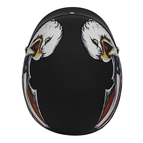 VCAN Cruiser Patriotic Eagle USA Graphics Motorcycle Half Helmet (Flat Black, Medium) - Thumbnail 7