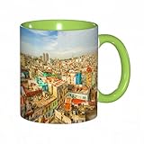 EKLMPS Tazas de Café,Taza de Cerámica para Té y Café,330ml/11oz,Regalos original,Aniversarios,nupical,desayuno,Románticos,Decoración de viaje, panorama del Vedado de La Habana en casas antiguas y colo