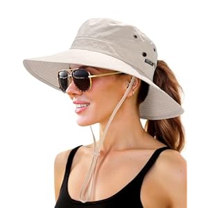 FURTALK Sun Hats for Women with Ponytail Hole Wide Brim Beach Bucket Hat UPF 50+ Fishing Hiking Outdoor Hats