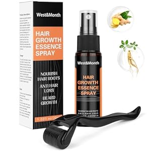 LOPHE Haargroeispray, Derma Roller en Haargroeiserumkit voor haar Anti-verlies Verdikking Hergroei, Haargroeioliespray Stimuleert baard- en haargroei, Haarverdikkingsproducten voor mannen Vrouwen