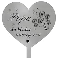 Grabschmuck Wetterfest Herz Edelstahl Grabdeko Grabstecker Trauerkerzen Friedhof Deko Grabdeko Wetterfest Grab Engel für Grab Papa Andenken Gedenkstätte