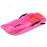 e-Joy Kids Snow Sled Boat Sledge Toboggan Glider with Brakes Downhill Sprinter Winter Toboggan Snow Sled - Pink Color with dimension 34x16x7.4inch ( LxWxH)