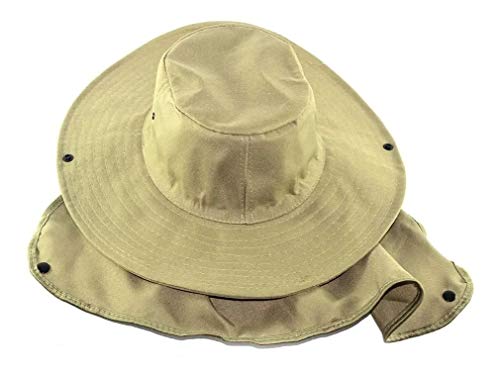 Chapéu Pescador Pesca Proteção Solar Pescoço Camping Trilha (Bege)