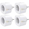 Smart Steckdose funktioniert mit Apple HomeKit, meross WLAN Plug, Intelligent Stecker, kompatibel mit Siri, Alexa, Google Assistant und SmartThings, kein Hub erforderlich, 16 A, 2,4 GHz 4 Stücke