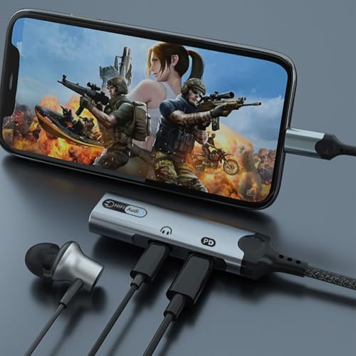 Image of Wefly 3-in-1 Type C to 3.5mm Earphone Adapter - Dual Type C Headphone Jack with PD 60W Fast Charging Splitter for 1Phone 17 /17 Pro /17 Pro Max /16 /15, Galaxy S26 /S25 /S24 /S23, 1Pad (MH340)