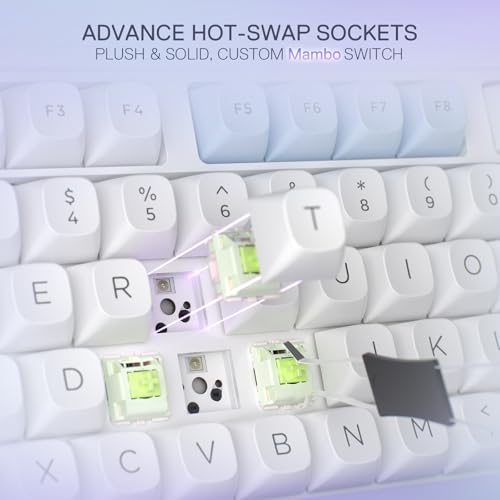 Image of Redragon K673 MAX 75% Wireless Gasket RGB Gaming Keyboard, 3-Modes 81 Keys PBT Compact Mechanical Keyboard w /Hot-Swap Socket, Dedicated Knob Control & 5-Layer Noise Dampening, Custom Linear Switch